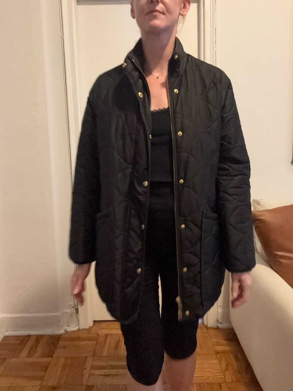Black Quilted Women's Coat - Classic Lightweight Jacket - Quince